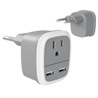 Bates European Travel Adapter with USB - US to Europe Plug Adapter for Travel