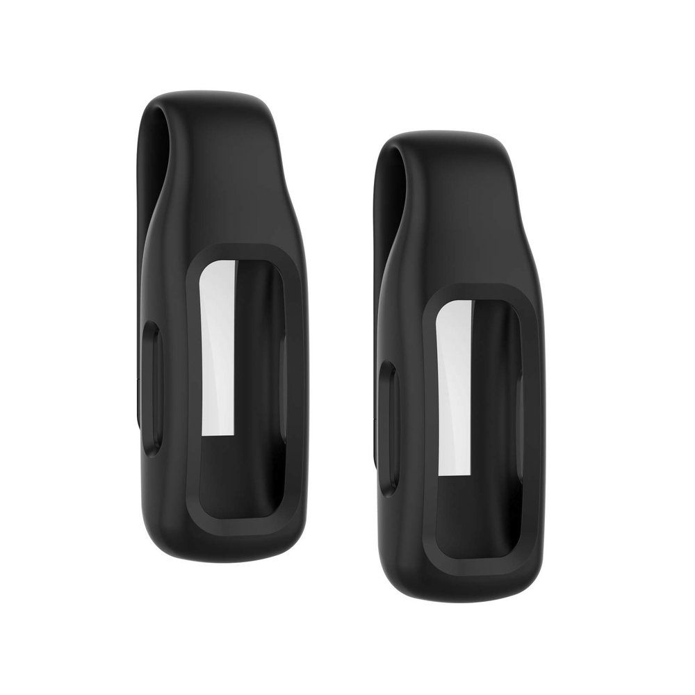 Weinisite Clip for Fitbit Inspire 3/2/Ace 3, Soft Silicone Replacement Protective Case (Black+Black)