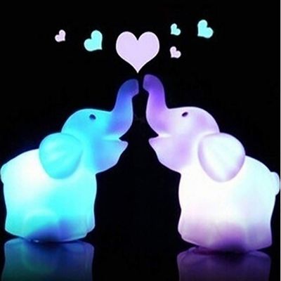 angel3292 Cute Elephant Shaped 7 Color Changing Lamp Night Bedroom Home Decor Gift - White