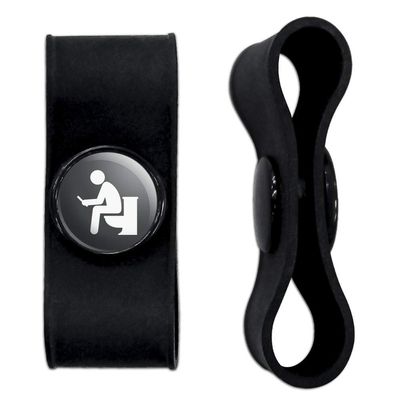 GRAPHICS & MORE Man Pooping on Toilet Funny Headphone Earbud Cord Wrap - Charging Cable Manager - Wire Organizer Set of 2
