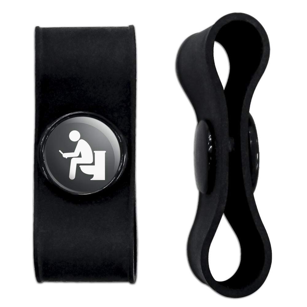 GRAPHICS & MORE Man Pooping on Toilet Funny Headphone Earbud Cord Wrap - Charging Cable Manager - Wire Organizer Set of 2