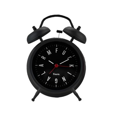 Fisura Black Analog Alarm Clock Without Ticking, with LED Night Light & Writable Message Board Metal 4.6 x 2.2 x 6.3 in