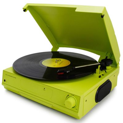 Record Player, Vintage Turntable 3-Speed Belt Drive Vinyl Player Record Player with Built-in 2 Stereo Speaker, Aux-in, and RCA Output, Replacement Needle (Color : Green, Size : Standard)