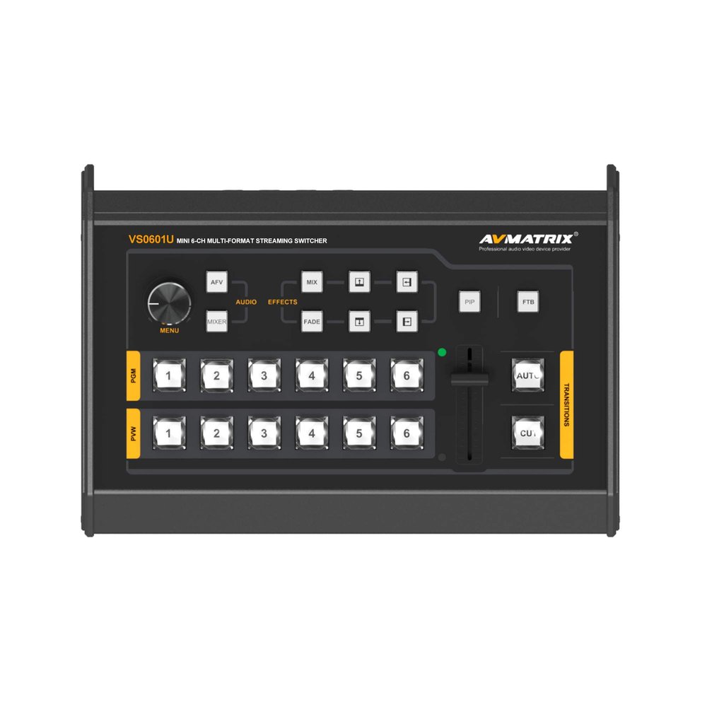 AVMATRIX VS0601U Mini 6CH 4SDI and 2HDMI Inputs Multi-Format Streaming Switcher with 1USB Type-C Output and GPIO Interface