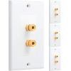 Weewooday 4 Pcs Single Gang 1.0 Speaker Wire Wall Plate (Banana Plug Wall Plate) for 1 Speaker, White view 1