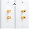 Weewooday 4 Pcs Single Gang 1.0 Speaker Wire Wall Plate (Banana Plug Wall Plate) for 1 Speaker, White view 2