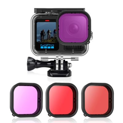 AFAITH 3-Pack Dive Filter Kit + Waterproof Case for GoPro Hero 13/12/11/10/9 Black, Underwater Diving Photography Protective Housing Shell Cover + 3-Pack Dive Filter for GoPro Hero 13/12/11/10/9Black