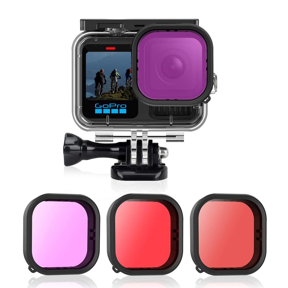 AFAITH 3-Pack Dive Filter Kit + Waterproof Case for GoPro Hero 13/12/11/10/9 Black, Underwater Diving Photography Protective Housing Shell Cover + 3-Pack Dive Filter for GoPro Hero 13/12/11/10/9Black