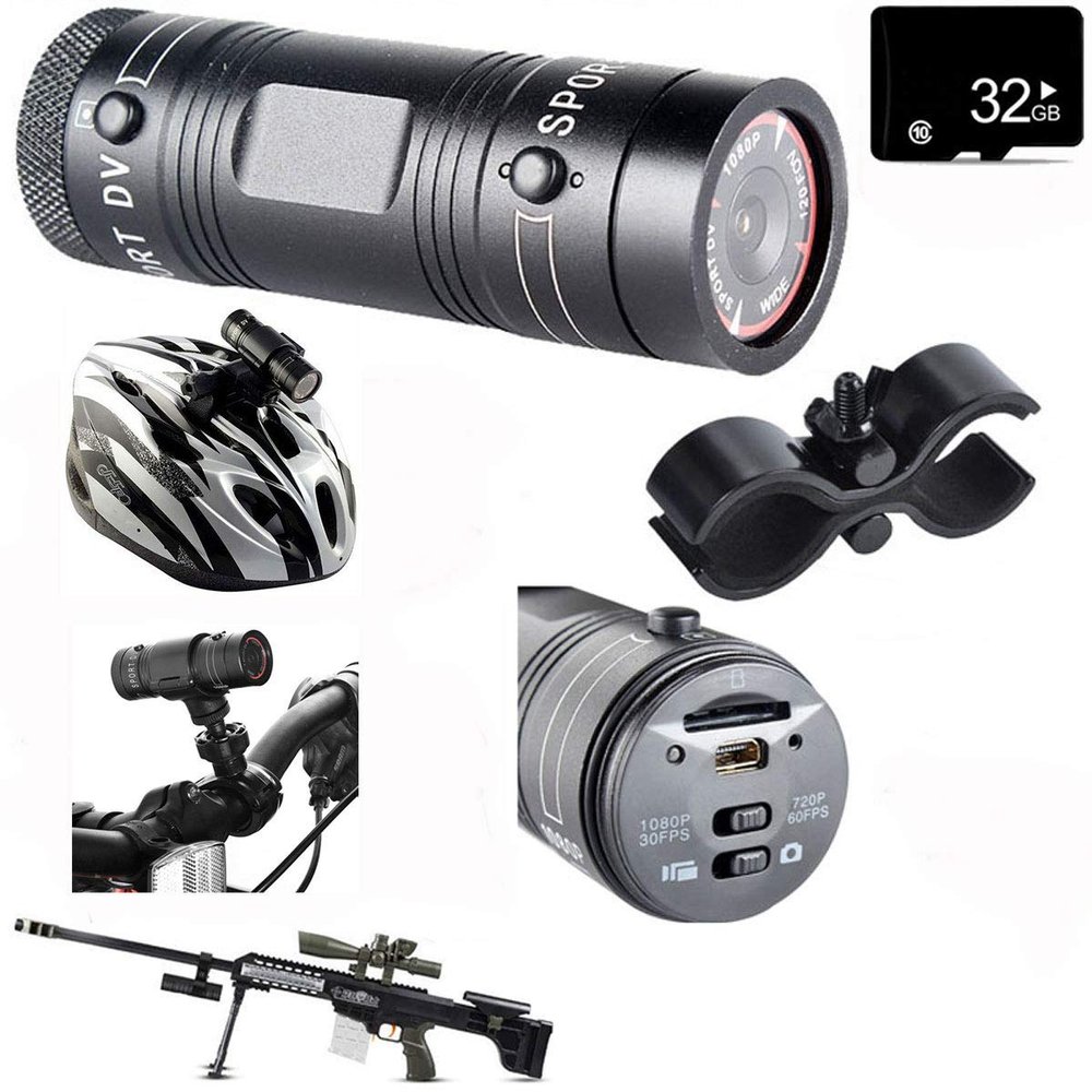 Yobeso Shotgun Camera,1080P Full HD Action Video Camera for Clay Shooting and Hunting Helmet Cam Sports DV,Bike Motorbike Camcorder,Free Memory Card