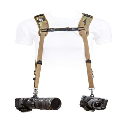 BLACKRAPID Double Camera Harness - Multi-Terrain Camo, Designed For 1 or 2 Cameras