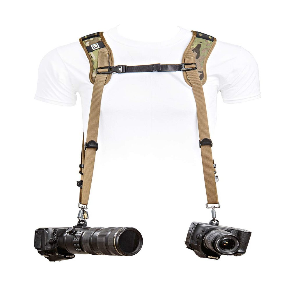 BLACKRAPID Double Camera Harness - Multi-Terrain Camo, Designed For 1 or 2 Cameras