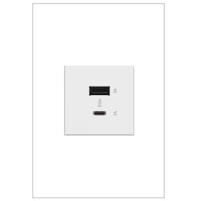 adorne Full-Size, Ultra Fast Charge, USB Outlet, Type A/C USB Outlet, White, ARUSB2AC6W4