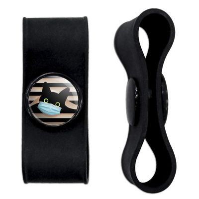 GRAPHICS & MORE Quarantine Cat in Window Headphone Earbud Cord Wrap - Charging Cable Manager - Wire Organizer Set of 2 - Black