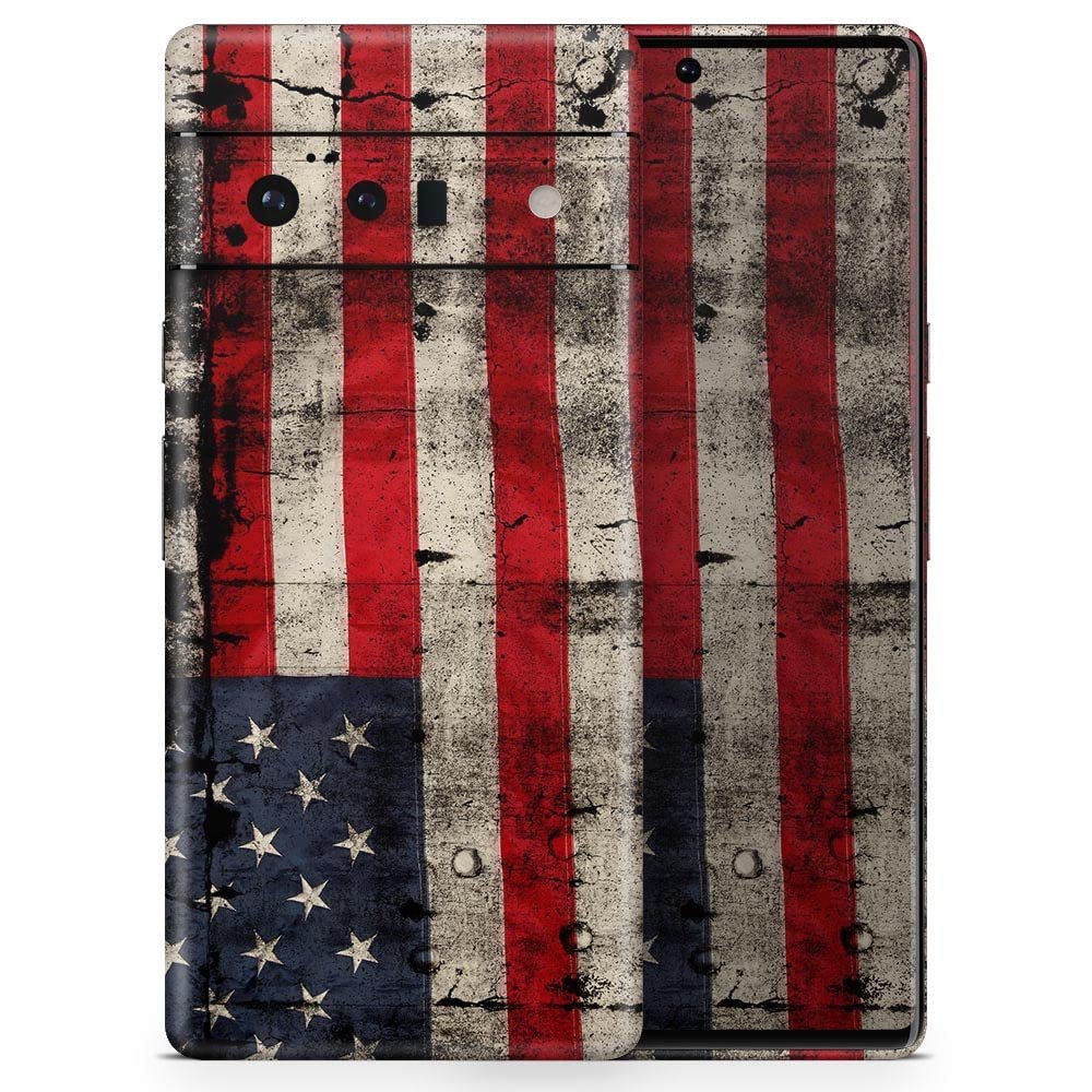Design Skinz American Distressed Flag Panel Full-Body Cover Wrap Decal Skin-Kit Compatible with Google Pixel 2 XL (Screen Trim & Back Skin)