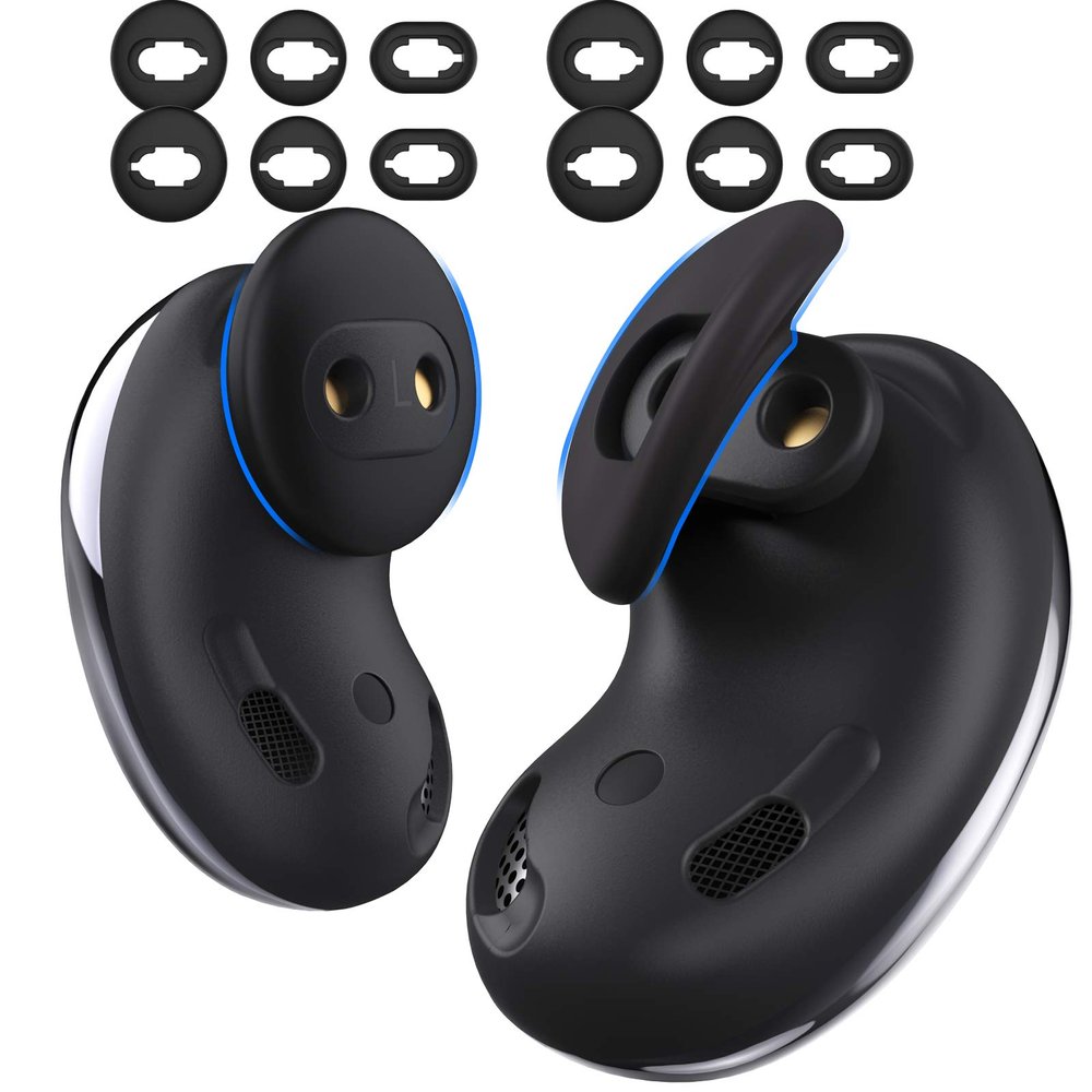 AhaStyle Galaxy Buds Live Ear Tips 6 Pairs Silicone Earbuds Wingtips Replacement Accessories Compatible with Samsung Galaxy Buds Live (Black)