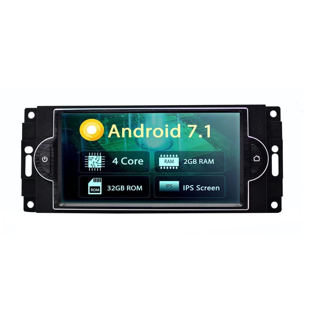 ROADYAKO 6.95Inch Indash 1Din Android 7.1 Car Stereo Radio for Jeep Grand Cherokee 2005 2006 2007 2008 2009 2010 Auto GPS Navigation Head Unit 4G WiFi RDS