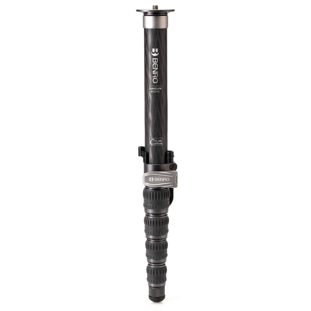 Benro Carbon Fiber Monopod 6-Section Lightweight Travel Monopod with Twist Locks, Folding Base, Quick Height Adjustment, and High Load Capacity for DSLR, Mirrorless & Video Cameras (MSD46C)