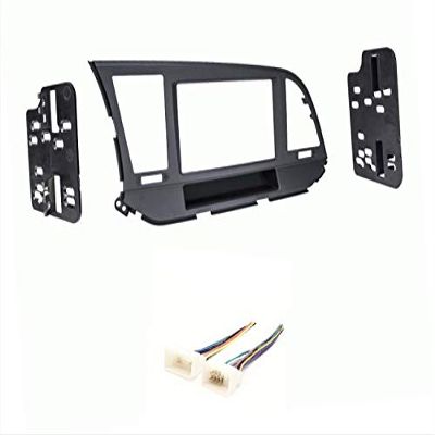 Car Stereo Dash Mount Kit and Wire Harness Combo to Install a Double Din Size Aftermarket Radio Made for 2017-2018 Hyundai Elantra- No 7 inch Factory Radio