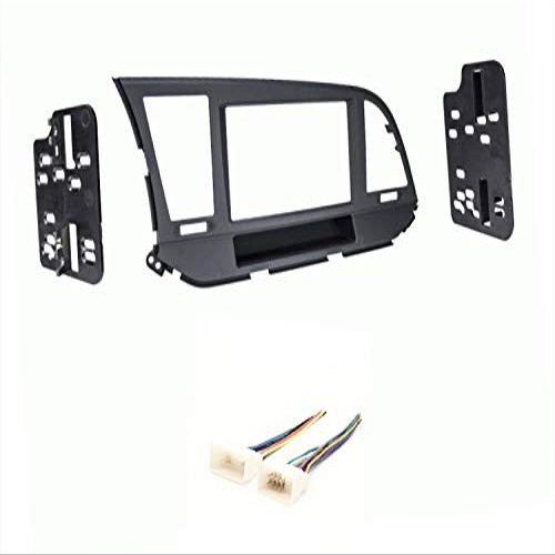 Car Stereo Dash Mount Kit and Wire Harness Combo to Install a Double Din Size Aftermarket Radio Made for 2017-2018 Hyundai Elantra- No 7 inch Factory Radio