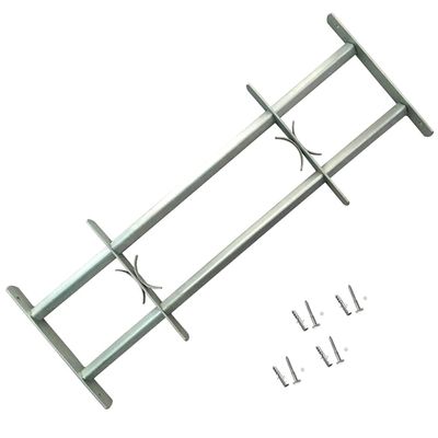 vidaXL 2X Adjustable Security Grilles for Windows Building Material Home House Office Accessory Security Protection Galvanized Steel 39.4"-59.1"