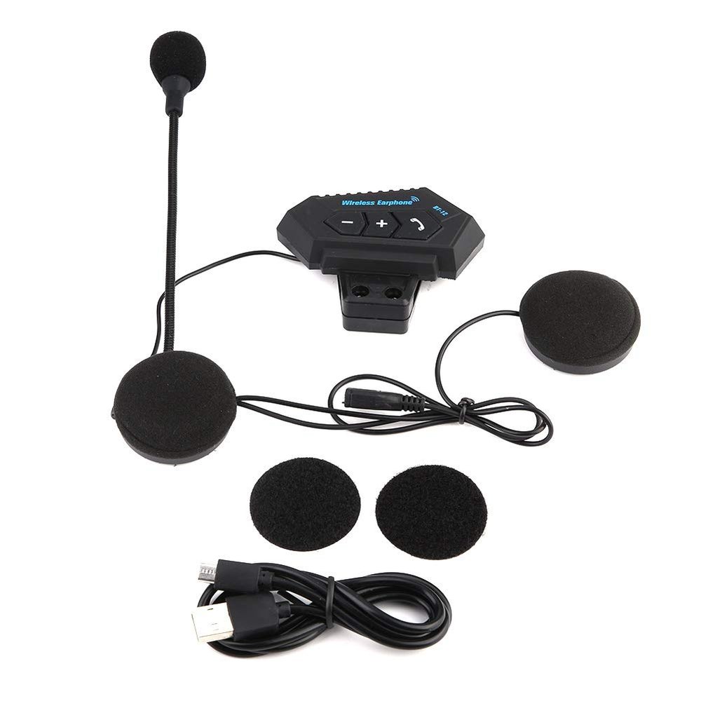 Fydun Bluetooth Motorcycle Helmet - BT Headset, Black, 4.1 + EDR, 15-20m Range, 8H Playback, Commuting & Phone Calling