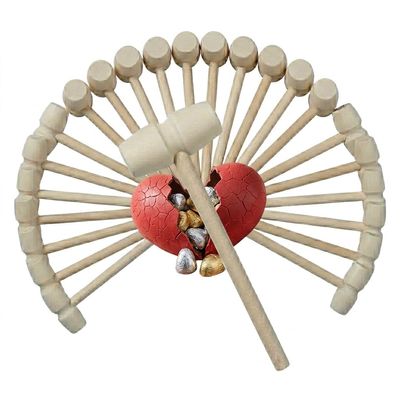 MIHEY 24 Pack Mini Wooden Hammers for Breakable Chocolate Hearts