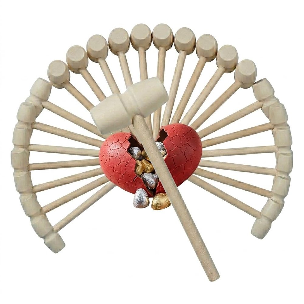 MIHEY 24 Pack Mini Wooden Hammers for Breakable Chocolate Hearts