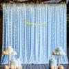 10ft x 10ft Baby Blue Backdrop Curtain for Baby Shower Parties Light Blue Wrinkle Free Backdrop Drapes Panels for Birthday Photo Gender Reveal Photography Polyester Fabric Background Decoration view 4