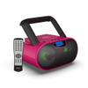 Riptunes Portable CD Player Boombox AM FM Radio, Bluetooth, USB, Aux-Input, MP3 CD Stereo Sound with Bass Boost, Party Lights, Headphone Jack, Backlit LCD Display, with Remote, Pink view 1