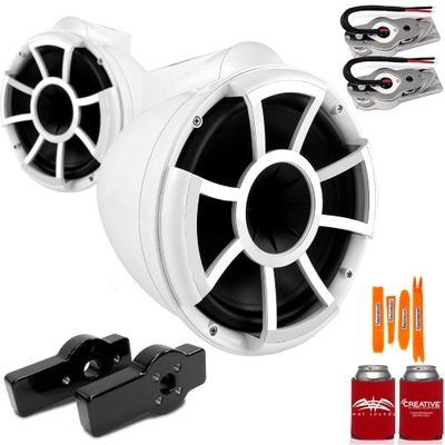 Wet Sounds for Centurion Maximus - REV 10 10" White Swivel Mount Tower Speakers & Centurion Maximus Tower Adapters