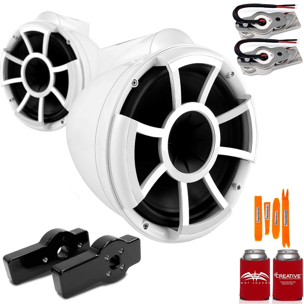 Wet Sounds for Centurion Maximus - REV 10 10" White Swivel Mount Tower Speakers & Centurion Maximus Tower Adapters