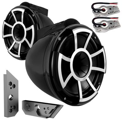 Wet Sounds REV 10B-SBM 10" Swivel Black Tower Speakers with Malibu G5 Tower Adapters