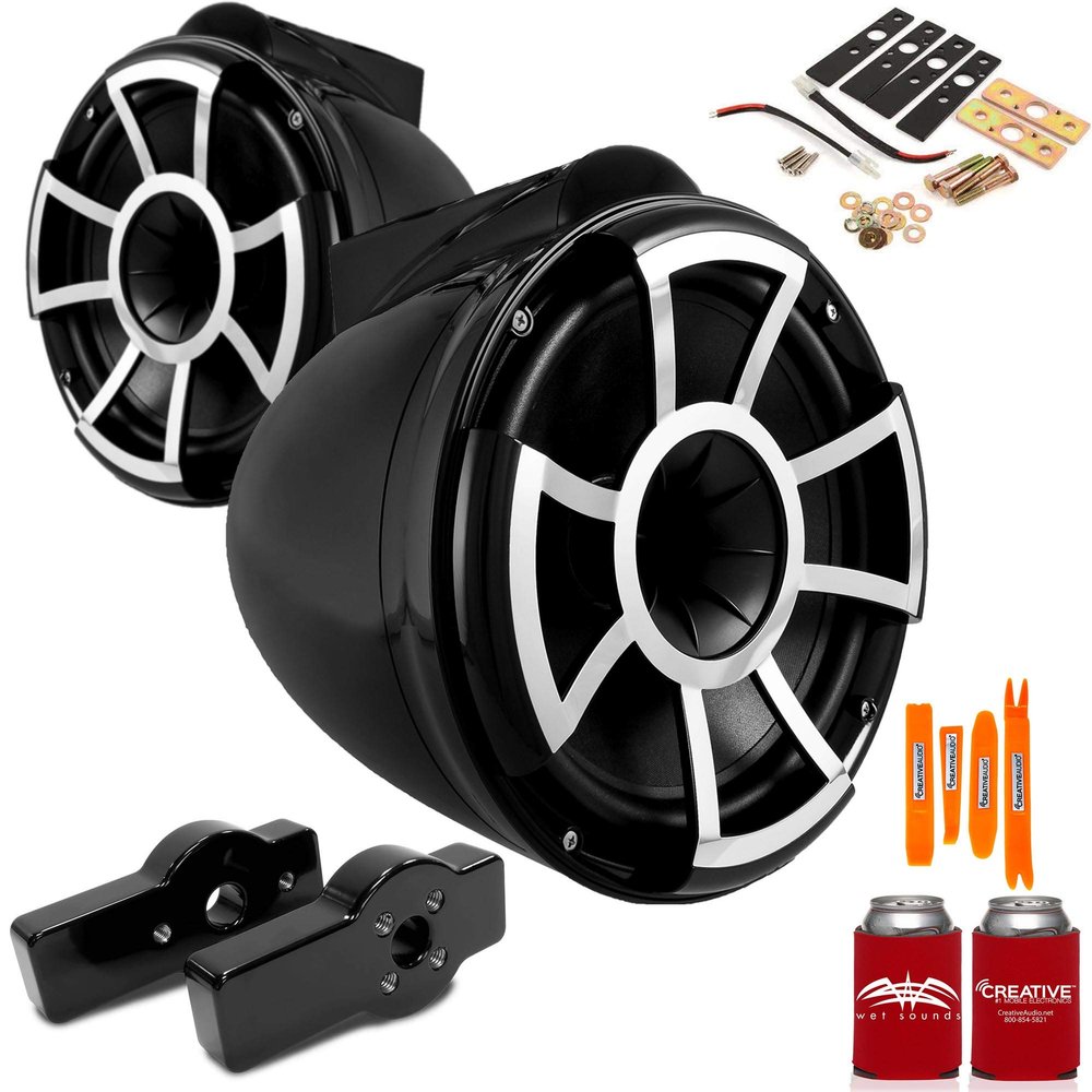 Wet Sounds for Centurion Maximus - REV 10 10" Black Tower Speakers & Centurion Maximus Tower Adapters