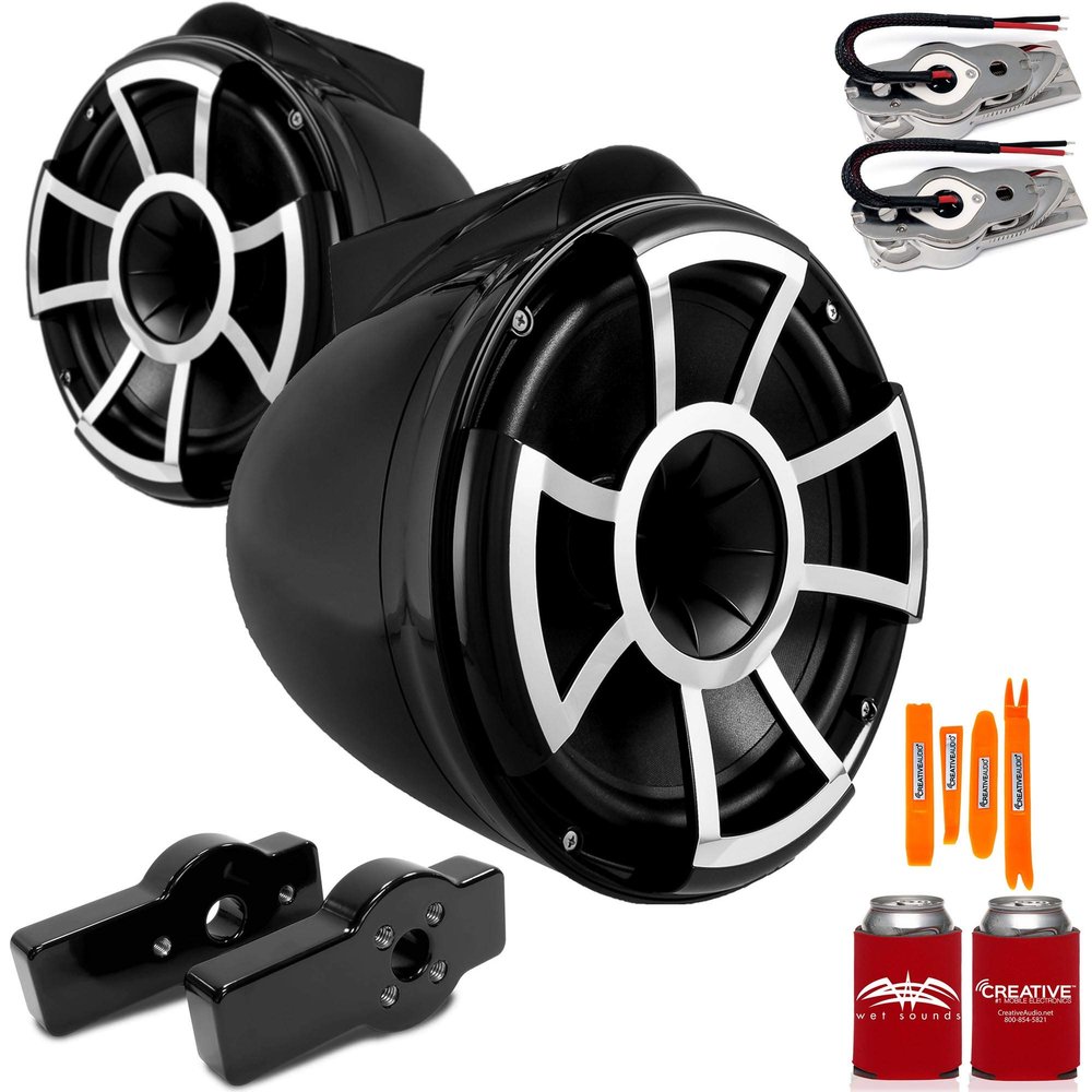 Wet Sounds for Centurion Maximus - REV 10 10" Black Swivel Mount Tower Speakers & Centurion Maximus Tower Adapters
