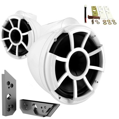 Wet Sounds REV 10W-X 10" White Tower Speakers with Malibu G5 Tower Adapters