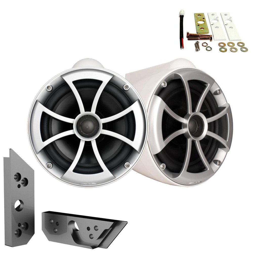 Wet Sounds ICON8W-X 8" White Fixed Tower Speakers with Malibu G5 Tower Adapters