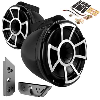 Wet Sounds REV 10B-X 10" Black Tower Speakers with Malibu G5 Tower Adapters