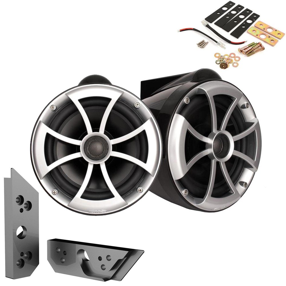 Wet Sounds ICON8B-X 8" Black Fixed Tower Speakers with Malibu G5 Tower Adapters
