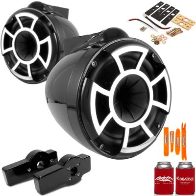 Wet Sounds for Centurion Maximus - REV8 8" Black Tower Speakers & Centurion Maximus Tower Adapters