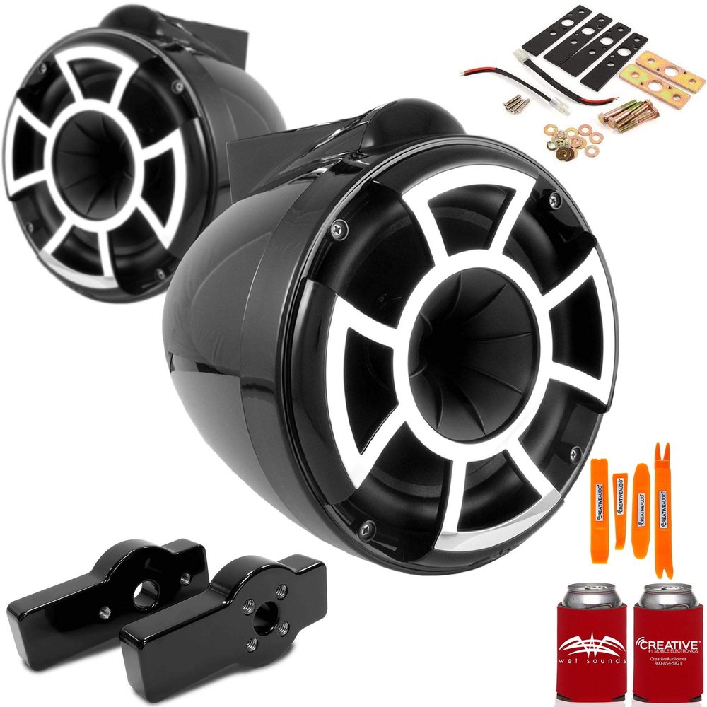 Wet Sounds for Centurion Maximus - REV8 8" Black Tower Speakers & Centurion Maximus Tower Adapters