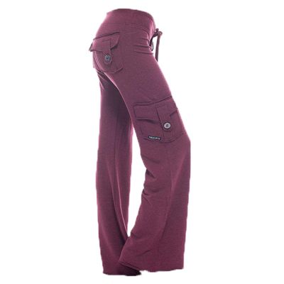 Andongnywell Women's Active Loose Fit Military Multi-PoXKets Wild Cargo Pants Flared Multi-poXKet Trousers (Wine Red,XX-Large)