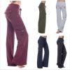 Andongnywell Women's Active Loose Fit Military Multi-PoXKets Wild Cargo Pants Flared Multi-poXKet Trousers (Wine Red,XX-Large) view 3