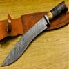 Damascus KE-01308-HK Custom and Handmade Steel Hunting Knife with Leather Sheath view 2