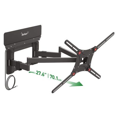 Barkan Long TV Wall Mount, 13-90 inch Dual Arm Full Motion Articulating - 4 Movement Flat/Curved Screen Bracket, Holds up to 132lbs, Extra Stable, Fits LED OLED LCD, Integrated tv Antenna