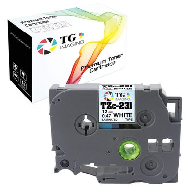 (1 Pack) TG Imaging (Black on White) Compatible P Touch TZ 231 TZe-231 Label Tape Replacement for Brother P-Touch PTE100 PTD210 PTE300 PTD400 PTD60 PT1000 Label Maker (1/2 Inch, 12mm)