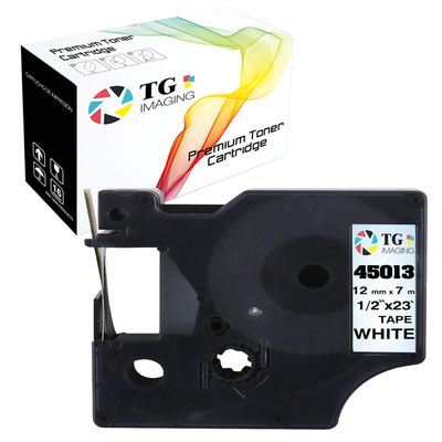 (1 Pack) Compatible Dymo D1 45013 Label Tape S0720530 (Black on White, 1/2 Inch) Replacement for DYMO LabelManager 160 360D 420P 450D 500TS Label Maker, Sold by TG Imaging