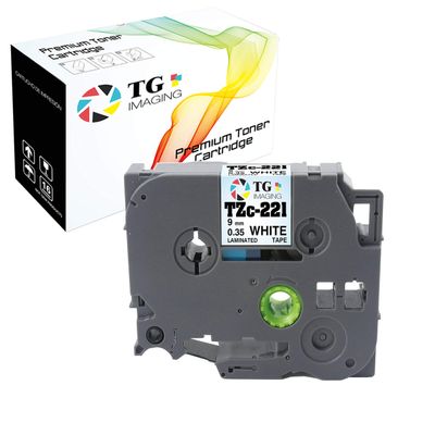 (1 Pack) TG Imaging Compatible P-Touch TZc-221 TZe-221 Label Tape (3/8 Inch, 9mm) TZ-221 for Brother P-Touch PT D200 D400 D600 D700 1010 1100 Label Maker (Black on White)