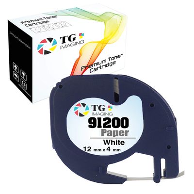 (1 Pack) TG Imaging (Black on White) Compatible DYMO 91330 Paper Label Tape for use in DYMO 10697 91220 59421 S0721510 LT-110T LT-100H LT-100T QX50 Label Maker (1/2 inch x 13 Feet)
