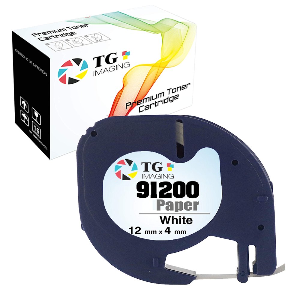 (1 Pack) TG Imaging (Black on White) Compatible DYMO 91330 Paper Label Tape for use in DYMO 10697 91220 59421 S0721510 LT-110T LT-100H LT-100T QX50 Label Maker (1/2 inch x 13 Feet)