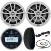 Enrock Stereo Speakers Combo: Bluetooth Gauge Style Marine Boat Cycle Digital Media Bluetooth Receiver + Pair 622MW 6.5" 2-Way Water Resistant Coaxial Speakers + USB Mount + 22" Radio Antenna + Cover view 1